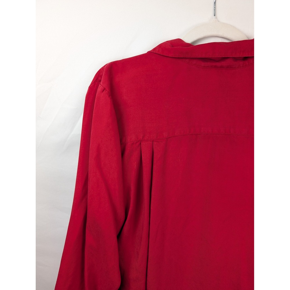 Vintage Nordstrom 100% Silk Button Shirt Sz 12 Red Career Collar Workwear Office - Picture 7 of 8
